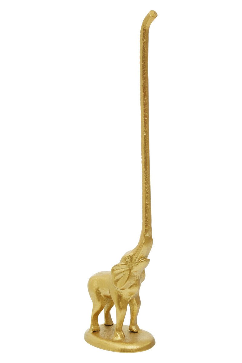 Fauna Gold Finish Elephant Toilet Roll Holder With Round Base - Joe’s Haven