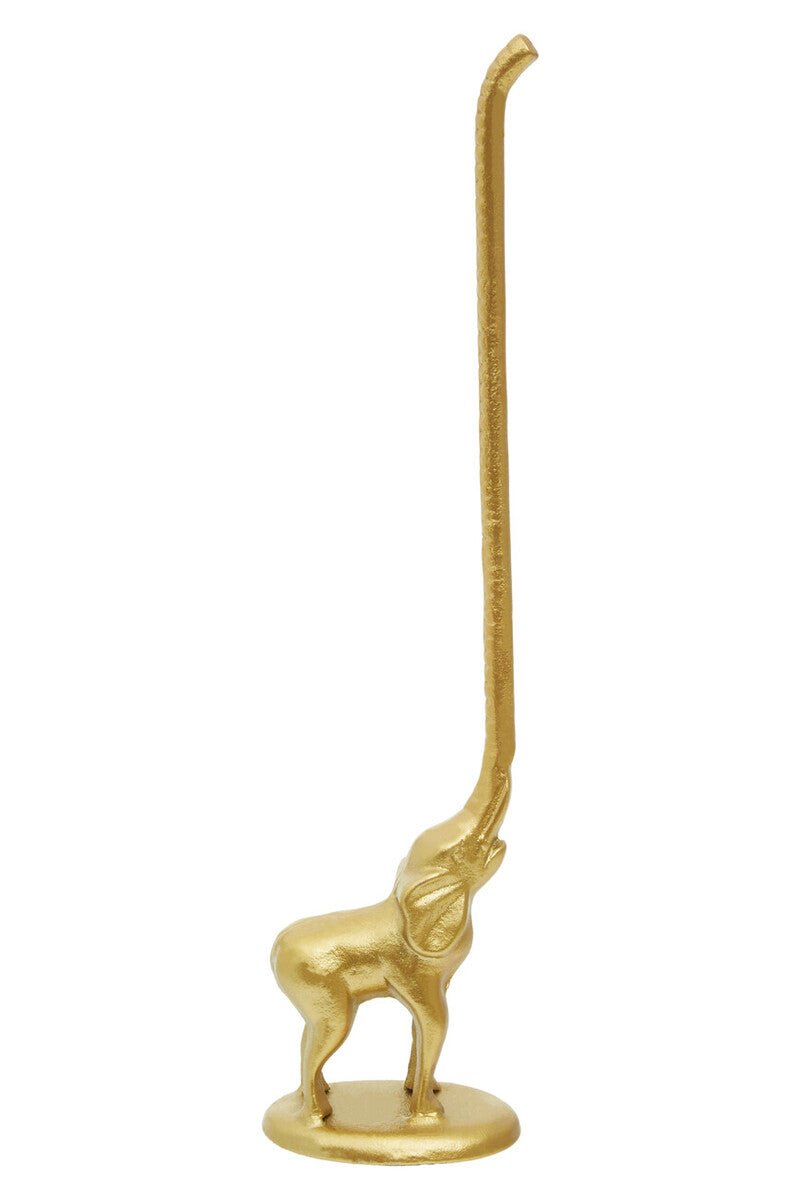 Fauna Gold Finish Elephant Toilet Roll Holder With Round Base - Joe’s Haven