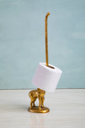 Fauna Gold Finish Elephant Toilet Roll Holder With Round Base - Joe’s Haven