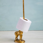 Fauna Gold Finish Elephant Toilet Roll Holder With Round Base - Joe’s Haven