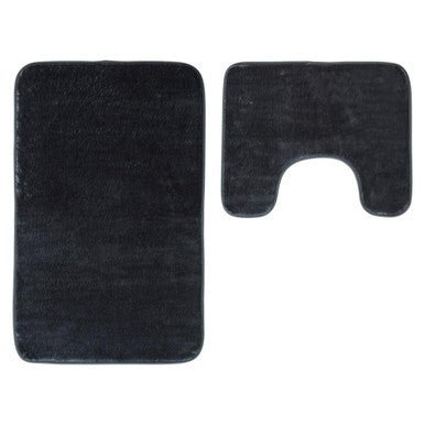 Soak Charcoal Grey Bath And Pedestal Mat Set - Joe’s Haven