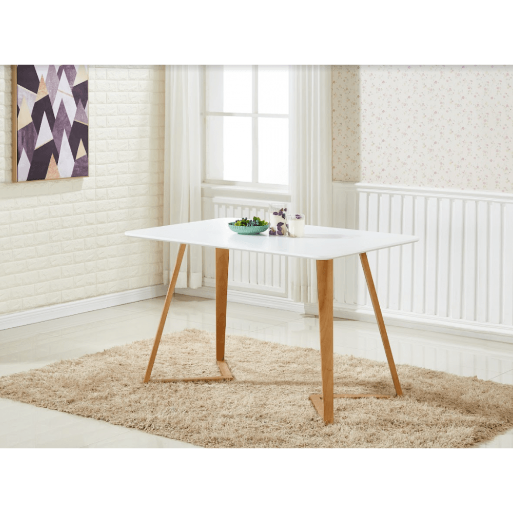 Dallas Scandinavian - inspired Dining Table - Easy Clean Wooden Table Top with Wooden Legs - Joe’s Haven