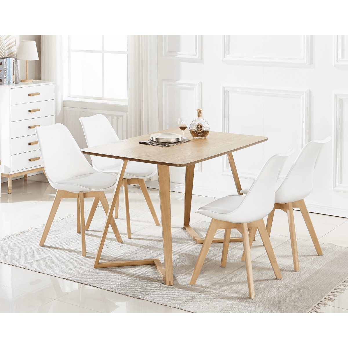 Dallas Scandinavian - inspired Dining Table - Easy Clean Wooden Table Top with Wooden Legs - Joe’s Haven