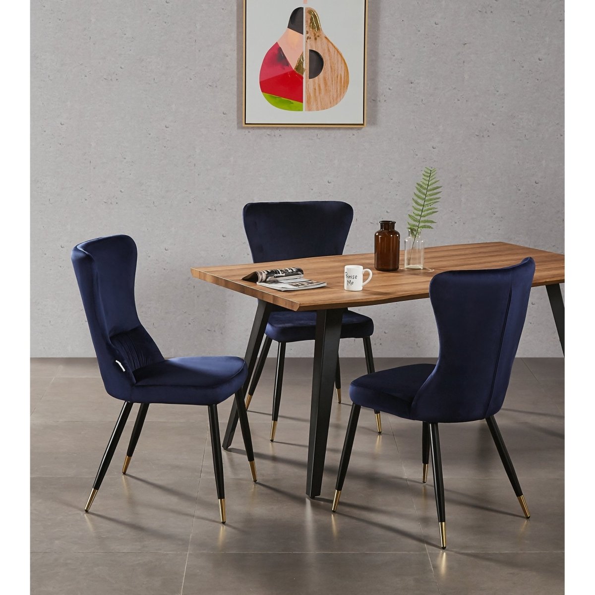 New York LUX Velvet Dining Chair with Metal Legs - Scandinavian Inspired - Joe’s Haven