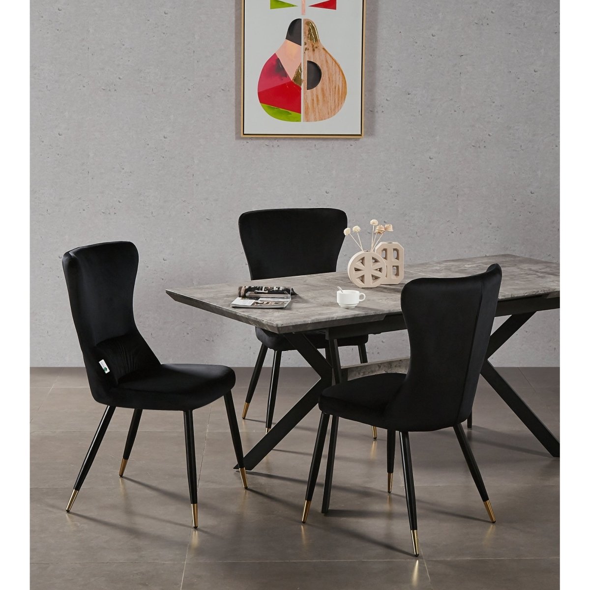 New York LUX Velvet Dining Chair with Metal Legs - Scandinavian Inspired - Joe’s Haven