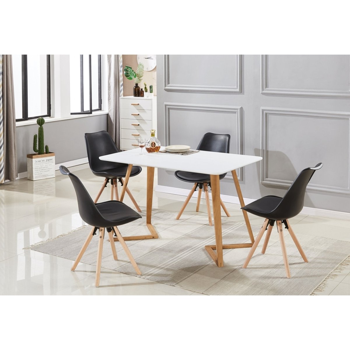 Dallas Scandinavian - inspired Dining Table - Easy Clean Wooden Table Top with Wooden Legs - Joe’s Haven