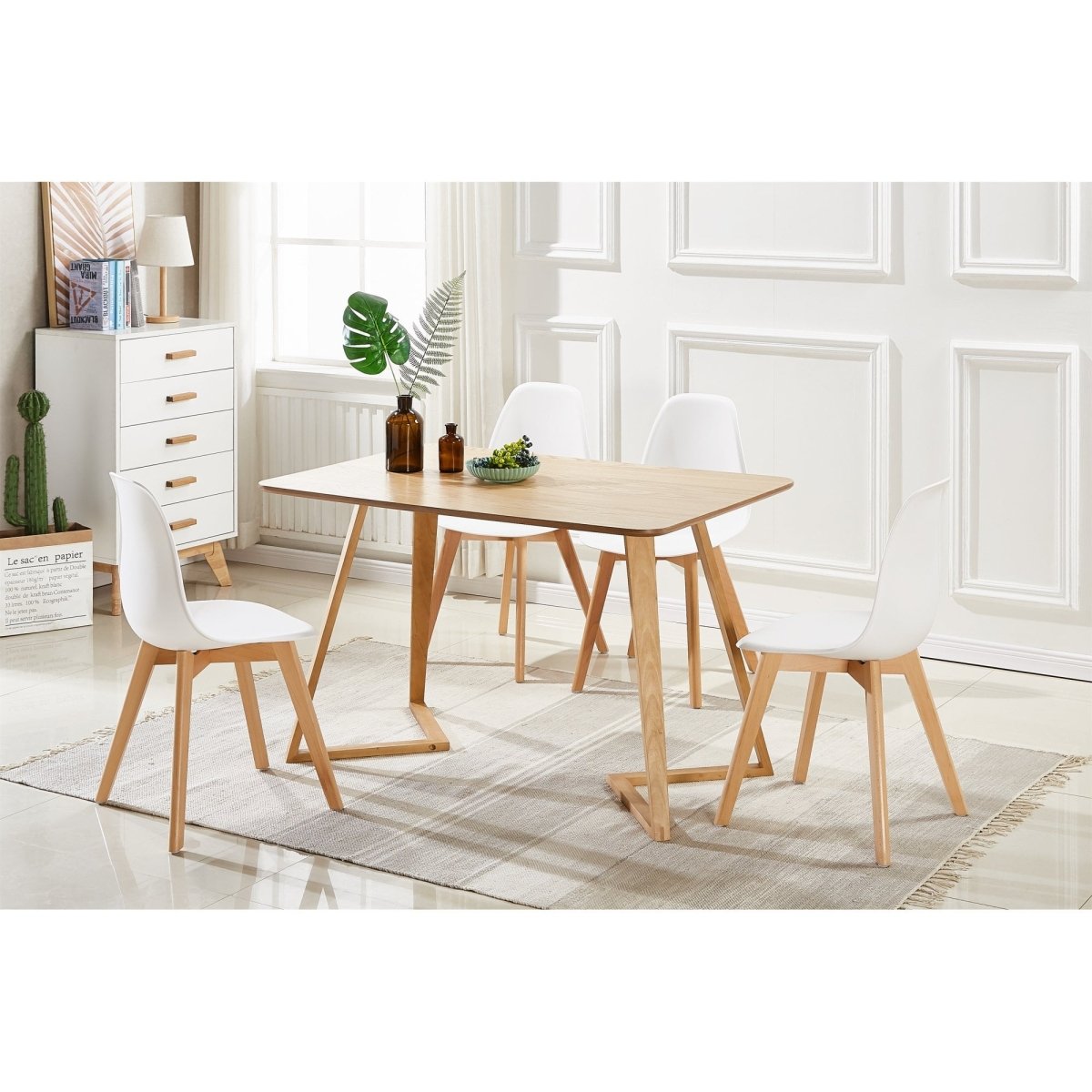 Dallas Scandinavian - inspired Dining Table - Easy Clean Wooden Table Top with Wooden Legs - Joe’s Haven