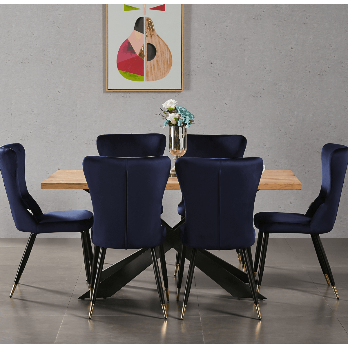 New York LUX Velvet Dining Chair with Metal Legs - Scandinavian Inspired - Joe’s Haven