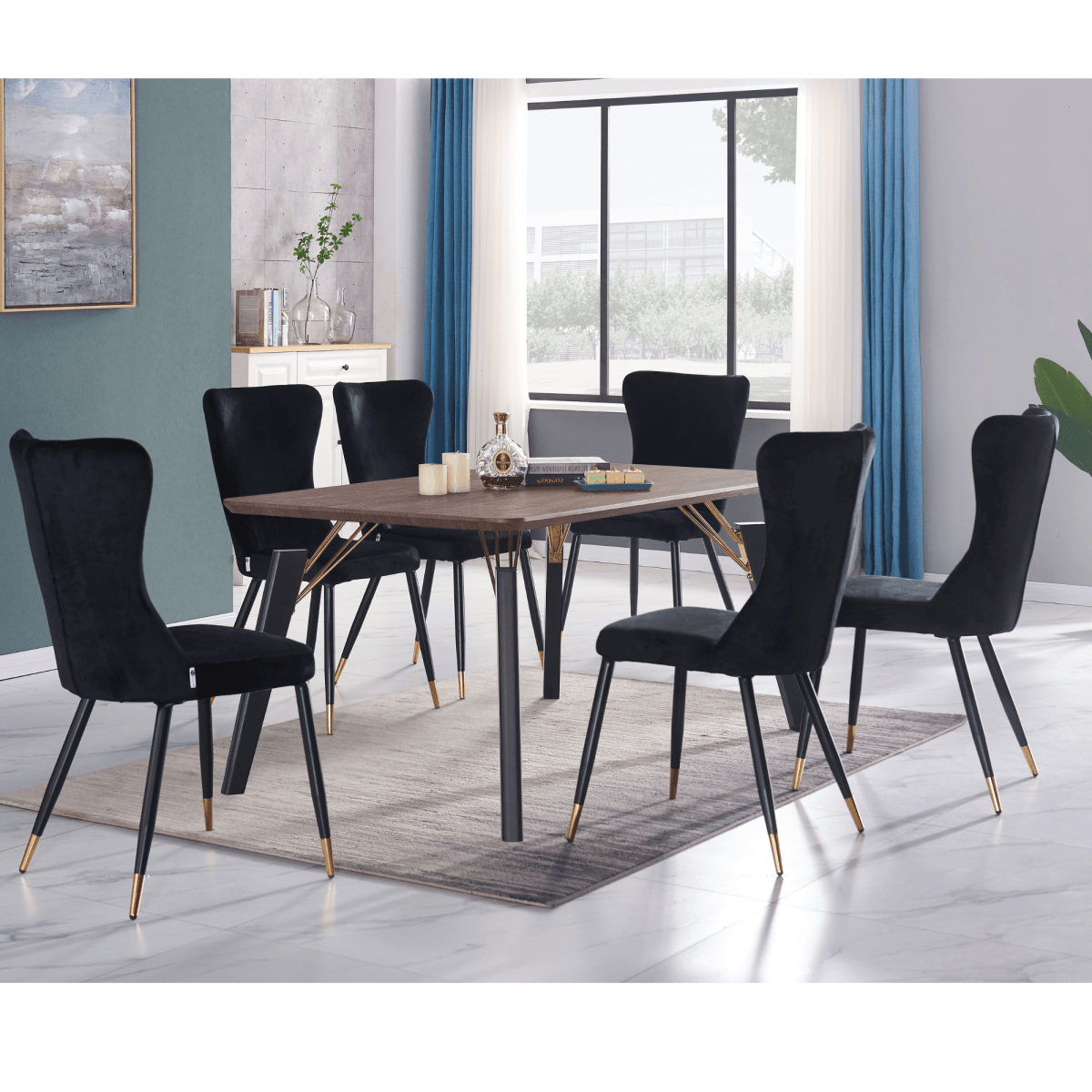 New York LUX Velvet Dining Chair with Metal Legs - Scandinavian Inspired - Joe’s Haven