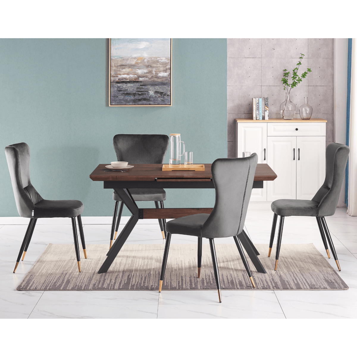 New York LUX Velvet Dining Chair with Metal Legs - Scandinavian Inspired - Joe’s Haven