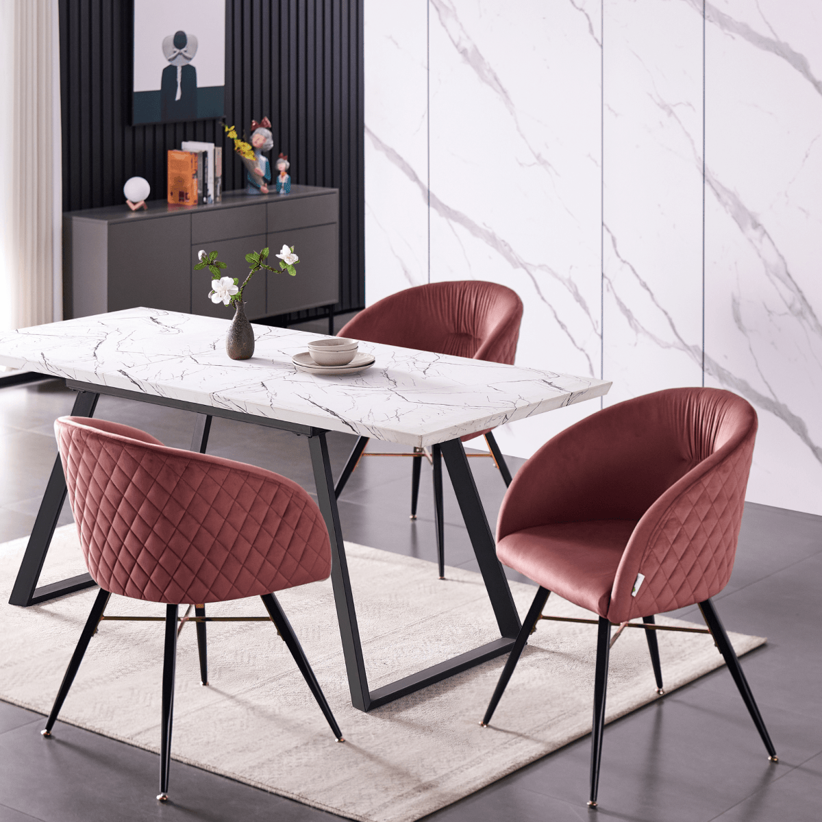 Vittorio LUX Velvet Dining Chair with Metal Legs - Perfect for Dining Room Living Room - Joe’s Haven