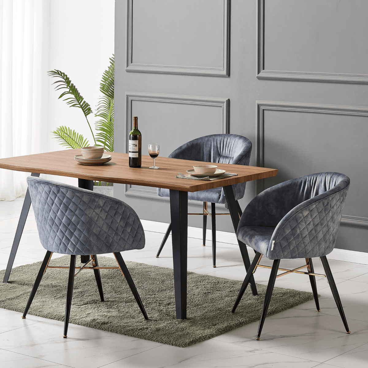 Vittorio LUX Velvet Dining Chair with Metal Legs - Perfect for Dining Room Living Room - Joe’s Haven