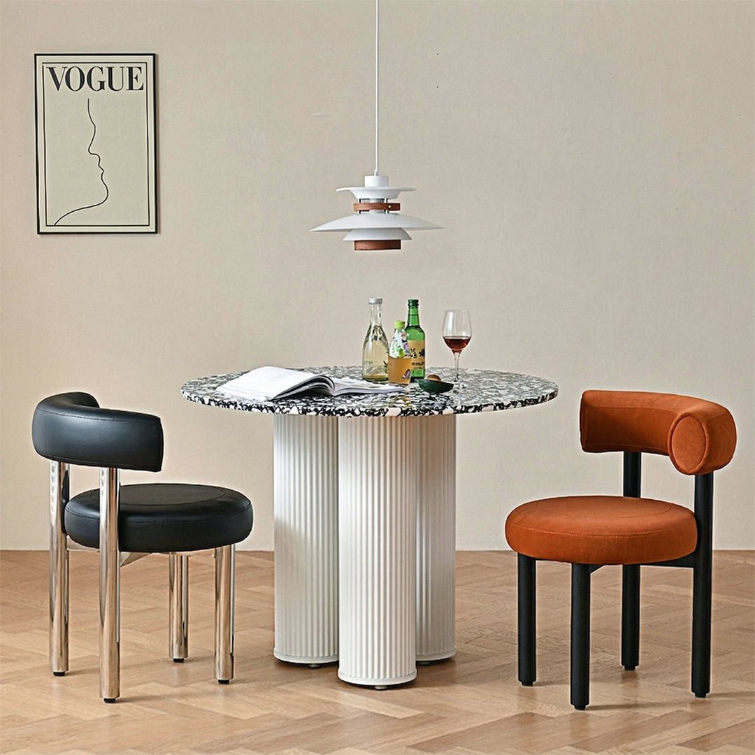 Martinez Small Round Dining Table, Marble - Joe’s Haven