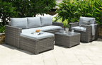 Marbella Grey 5 - Seater Garden Sofa Set with Ottoman and Cover Bundle - Joe’s Haven