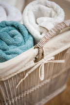 Ezell Rattan and Bamboo White Washed Set Of 2 Storage Baskets - Joe’s Haven