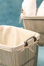 Ezell Washed Grey Rattan and Bamboo Set Of 2 Storage Baskets - Joe’s Haven