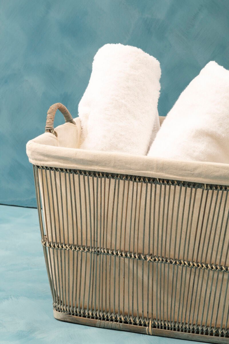 Ezell Washed Grey Rattan and Bamboo Set Of 2 Storage Baskets - Joe’s Haven