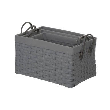 Lida Set Of 3 Lattice Grey Rectangular Storage Baskets - Joe’s Haven