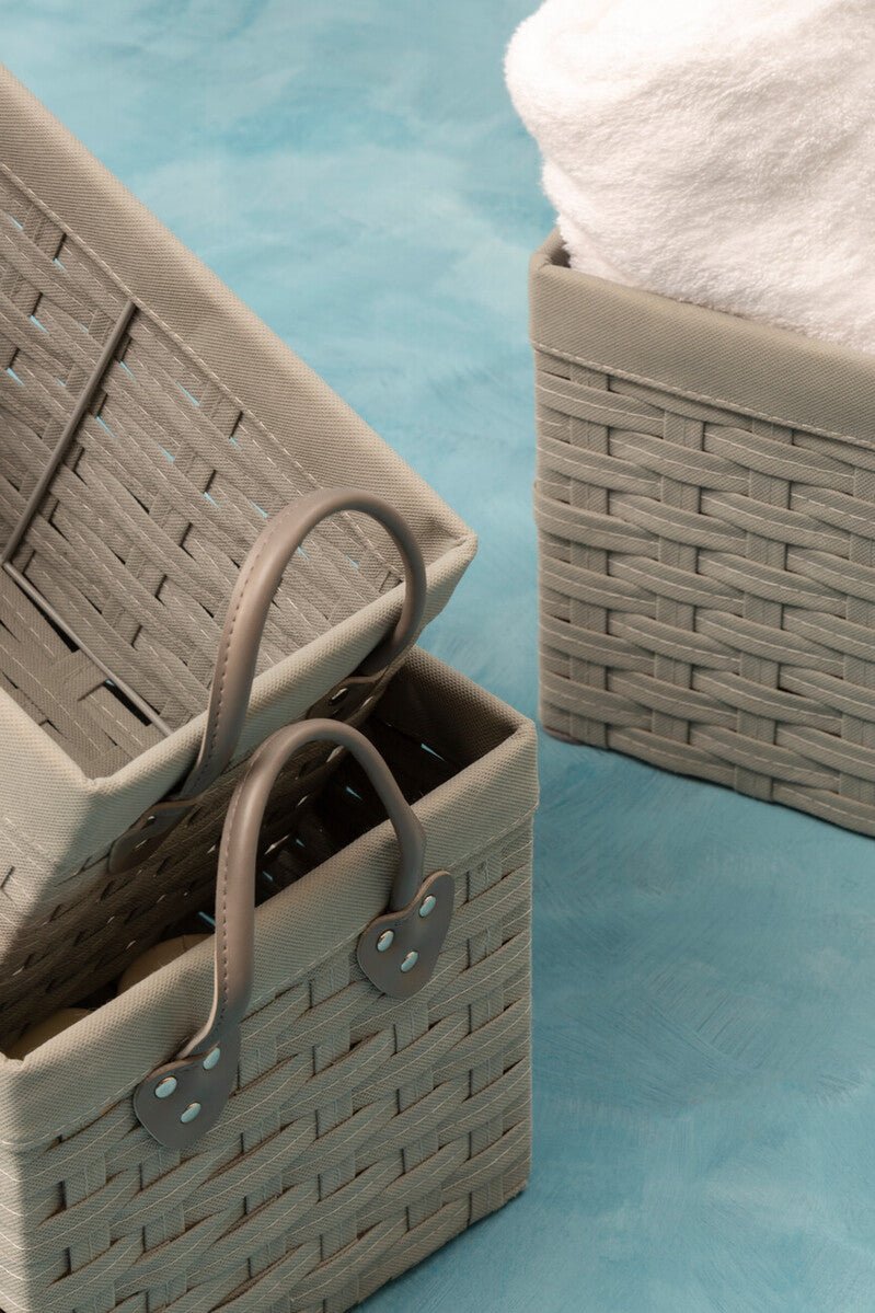 Lida Set Of 3 Lattice Grey Rectangular Storage Baskets - Joe’s Haven