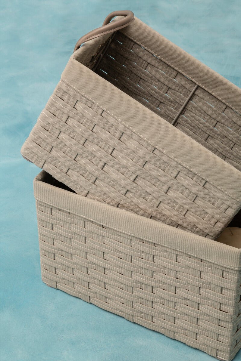 Lida Set Of 3 Lattice Grey Rectangular Storage Baskets - Joe’s Haven