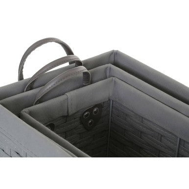 Lida Set Of 3 Lattice Grey Rectangular Storage Baskets - Joe’s Haven