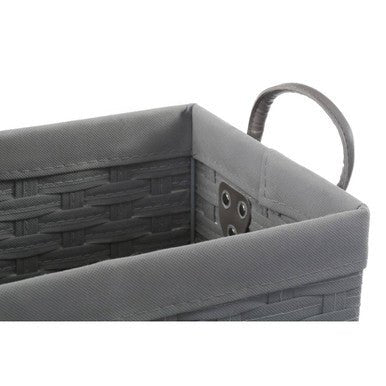 Lida Set Of 3 Lattice Grey Rectangular Storage Baskets - Joe’s Haven