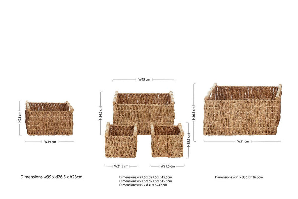 Lidi Set Of 5 Water Hyacinth Storage Baskets - Joe’s Haven