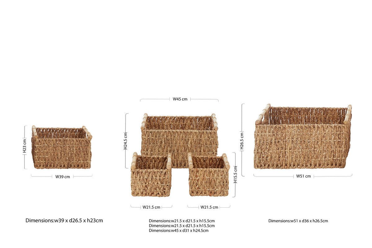 Lidi Set Of 5 Water Hyacinth Storage Baskets - Joe’s Haven