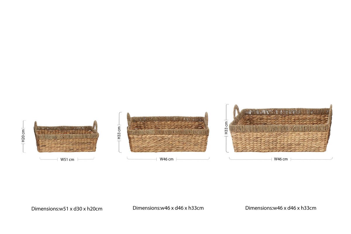 Lidi Set Of 3 Seagrass Storage Baskets with Handles - Joe’s Haven