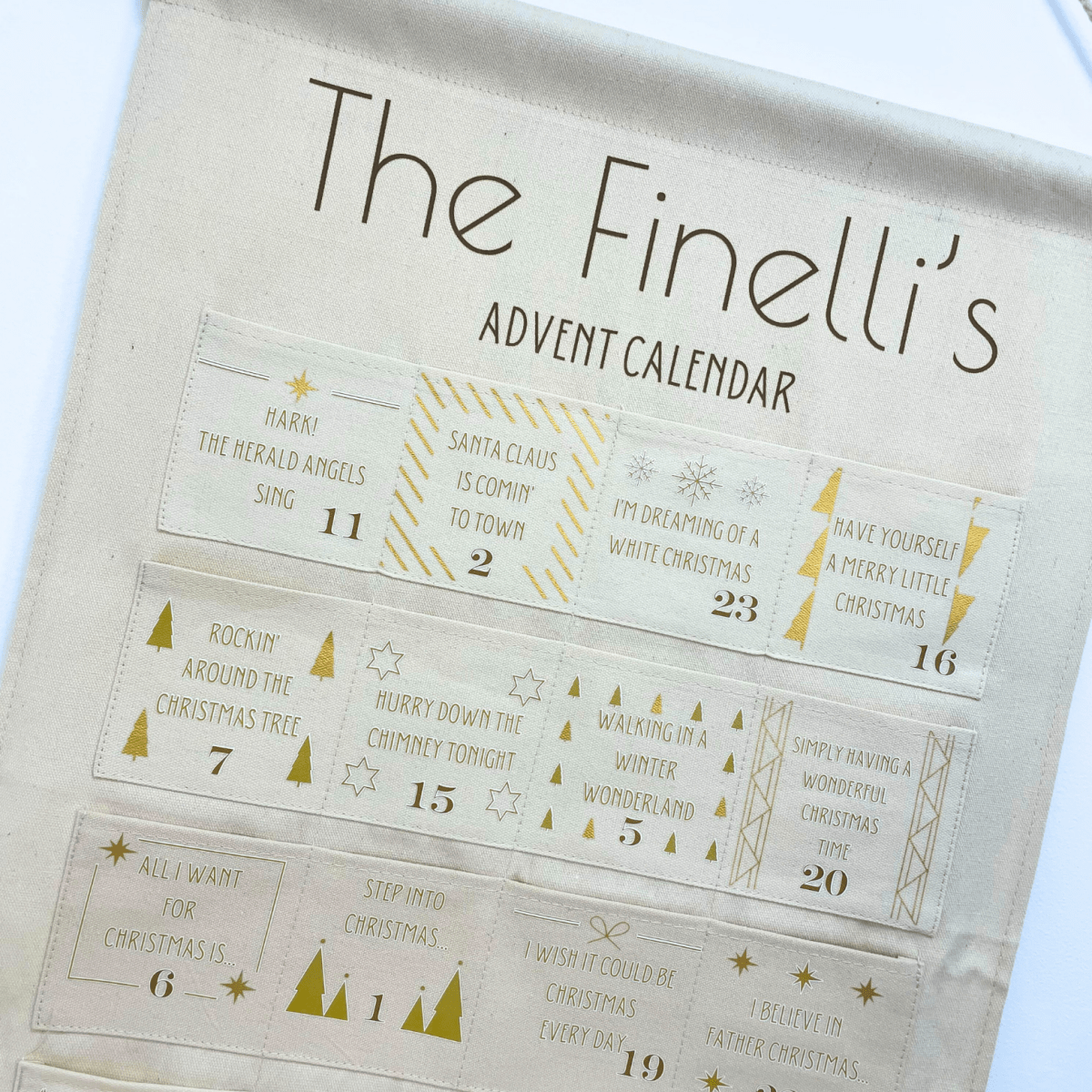 Personalised Fabric Christmas Advent Calendar - Christmas Song hits - Joe’s Haven