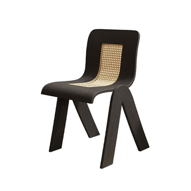 Verna Curve Dining Chair, Black & Rattan - Joe’s Haven