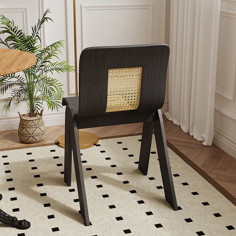 Verna Curve Dining Chair, Black & Rattan - Joe’s Haven