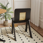 Verna Curve Dining Chair, Black & Rattan - Joe’s Haven