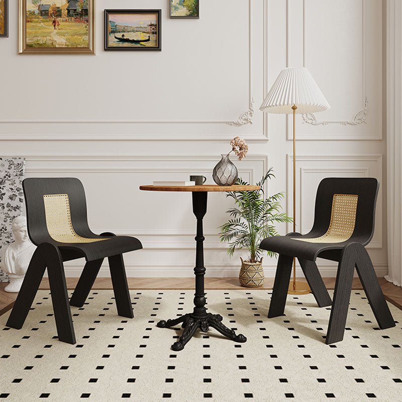 Verna Curve Dining Chair, Black & Rattan - Joe’s Haven