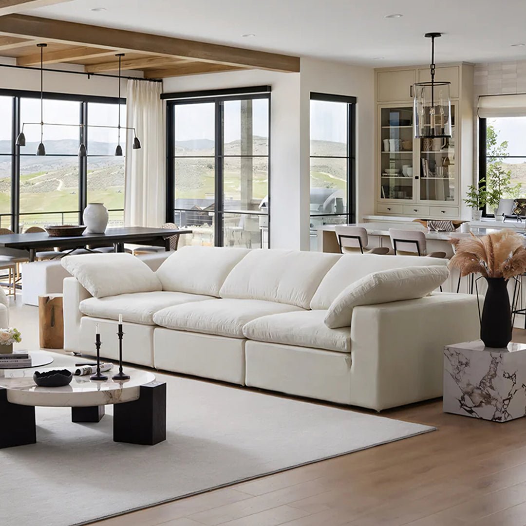 Farid Two Seater, Three Seater Sofa, Modular Sofa, White Linen - Joe’s Haven