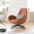 Snail Swivel Accent Armchair, Brown Leather - Joe’s Haven