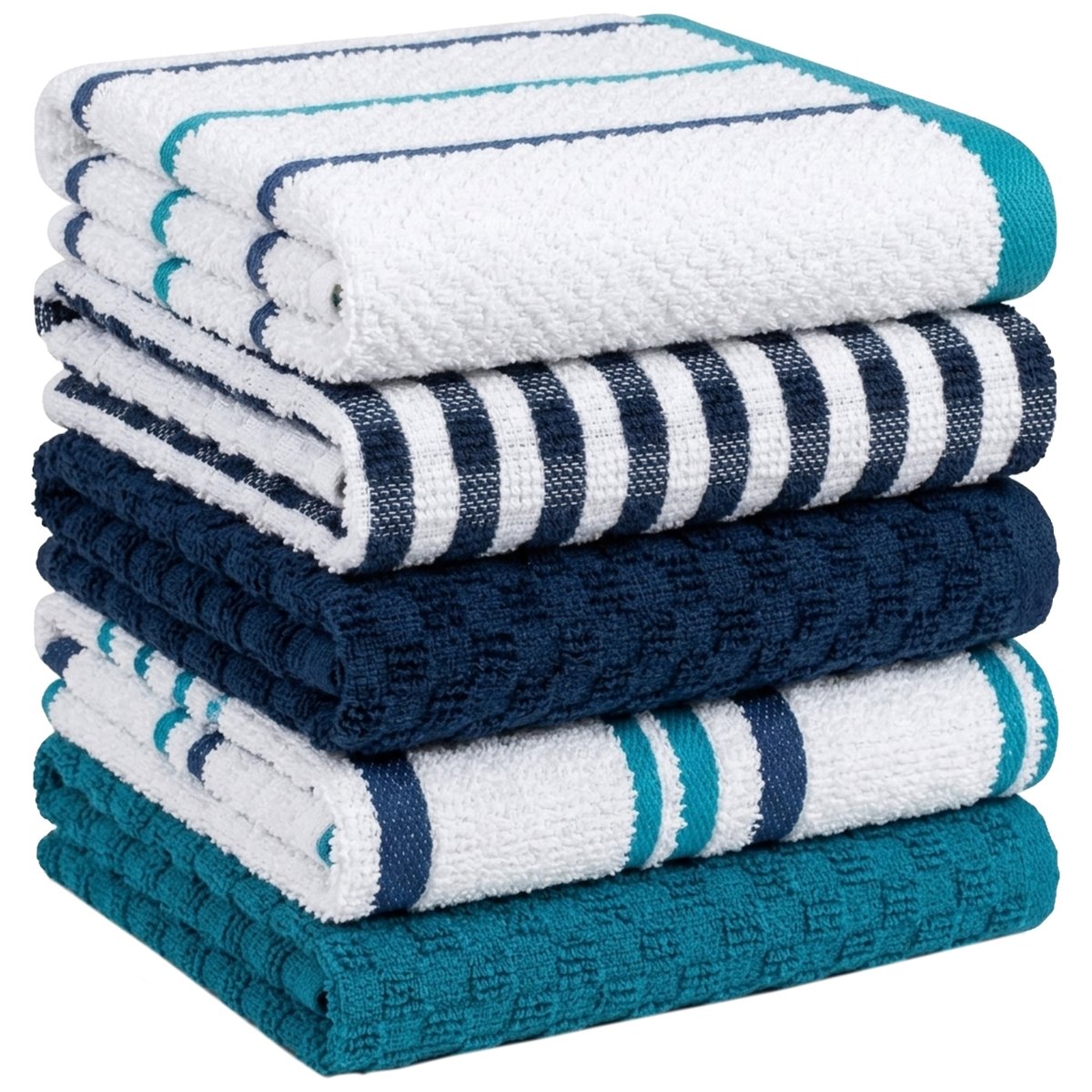 OLIVIA ROCCO 5 Pack Cotton Terry Kitchen Towels 45x65cm Super Absorbent Quick Drying - Joe’s Haven