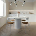 Cracky White Round Dining Table, Premium Terrazzo And Wood Base - Joe’s Haven