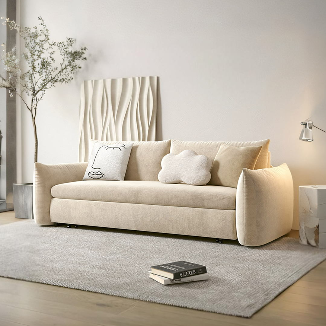 Meera Two Seater Sofa Bed with Storage, Suede