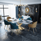 LUCI Dining Table, Marble And Gold Metal - Joe’s Haven
