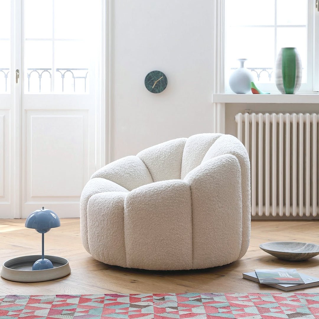 Arsav Pumpkin Armchair, White Boucle - Joe’s Haven