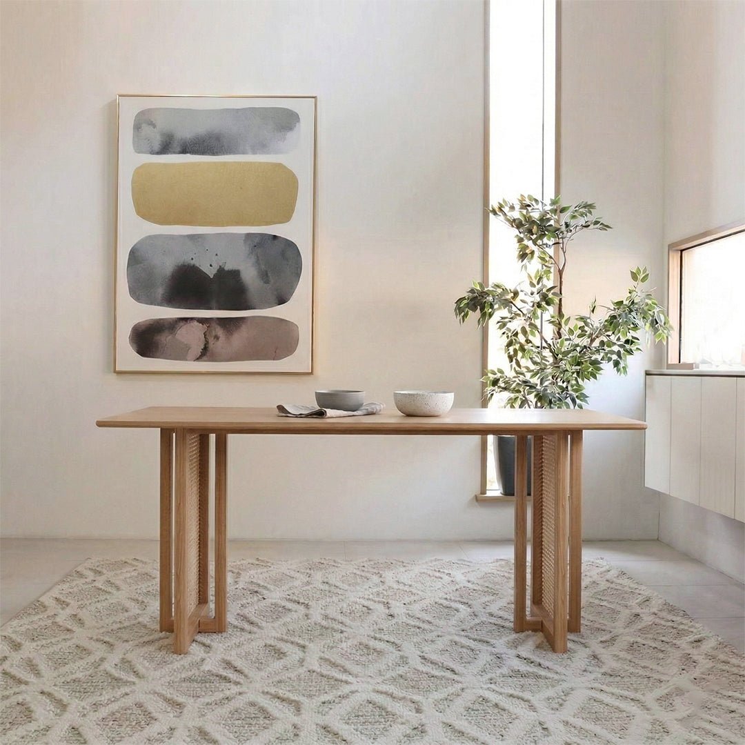Gavril Rattan Dining Table, Oak, Rectangle - Joe’s Haven