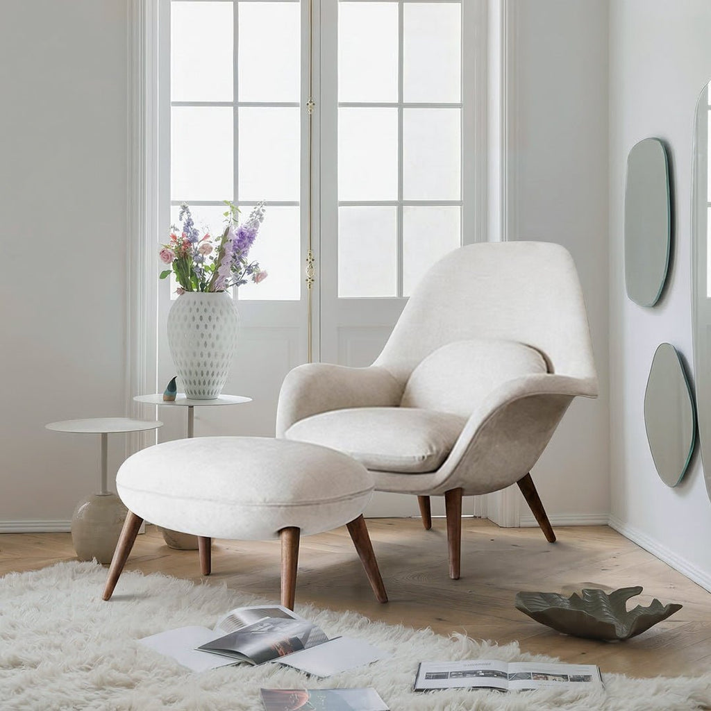 Fredericia Swoon Armchair And Footstool, Velvet - Joe’s Haven