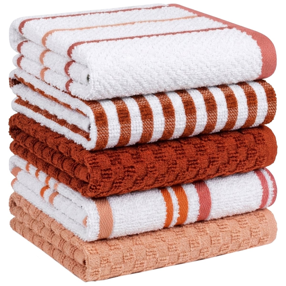 OLIVIA ROCCO 5 Pack Cotton Terry Kitchen Towels 45x65cm Super Absorbent Quick Drying - Joe’s Haven