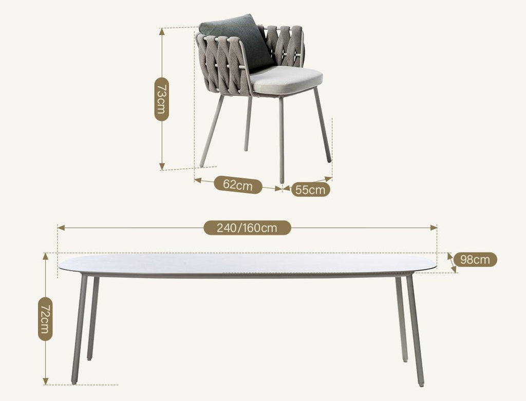 Vallee Rattan Outdoor Dining Table Set, Table With Six Dining Chairs - Joe’s Haven