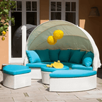 Shelly Patio Outdoor Sectional Sofa Set With Rattan Daybed Sunbed - Joe’s Haven
