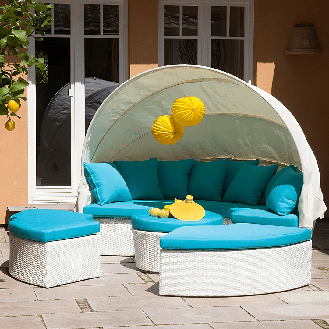 Shelly Patio Outdoor Sectional Sofa Set With Rattan Daybed Sunbed - Joe’s Haven