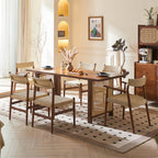 Fuchs Dining Table, Solid Wood & Rattan, Dark Oak - Joe’s Haven