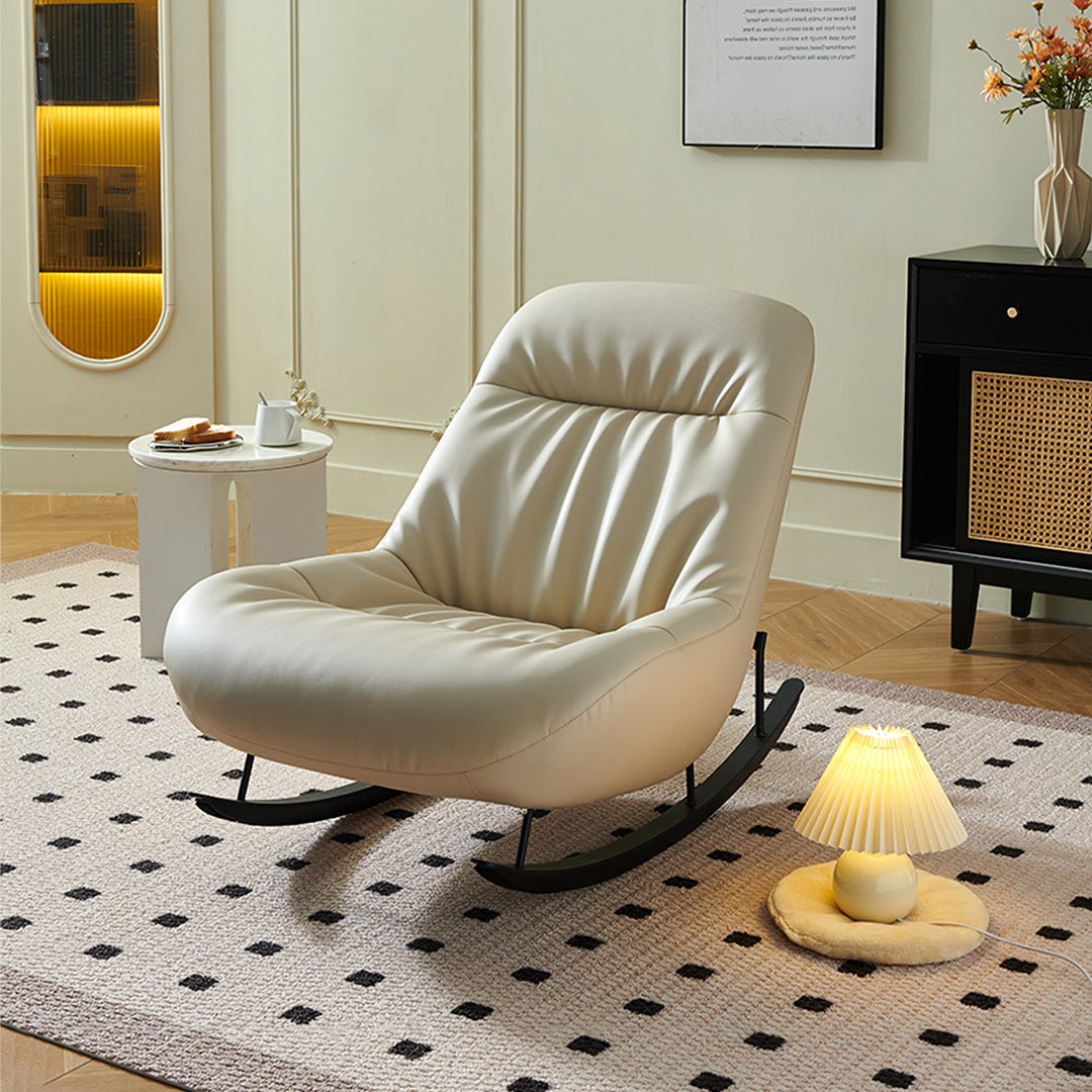 Lutz Rocking Chair With Footstool, Leather - Joe’s Haven