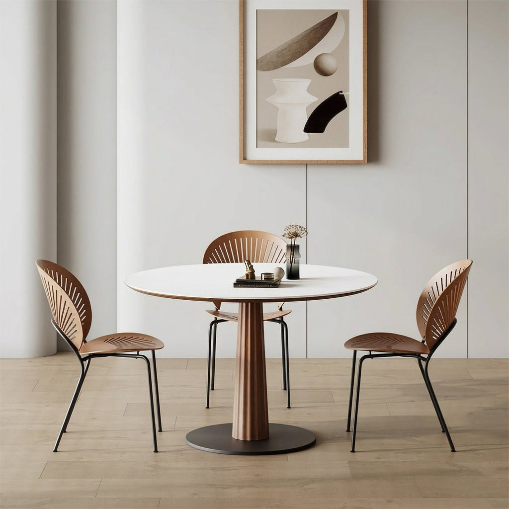 Anderson Small Round Dining Table, Sintered Stone & Solid Wood - Joe’s Haven